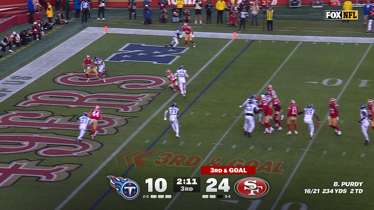 49ers' Brock Purdy throws one-yard TD to George Kittle, extending lead over Titans | NFL Highlights