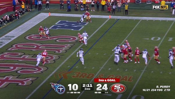 49ers' Brock Purdy throws one-yard TD to George Kittle, extending lead over Titans | NFL Highlights