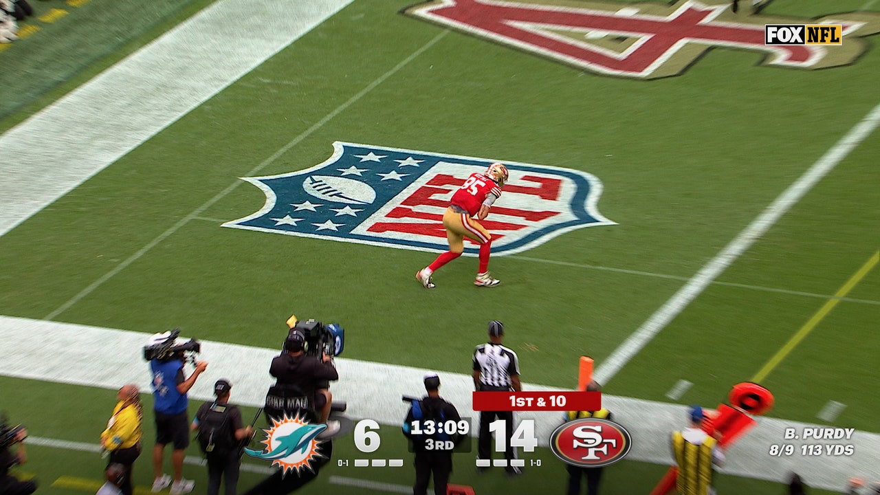 Brock Purdy finds George Kittle for 12-yard TD, extending 49ers' lead over Dolphins
