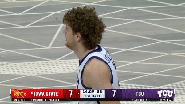 TCU' Brock Harding Finds Liutauras Lelevicius for a Knockdown Three vs Iowa State