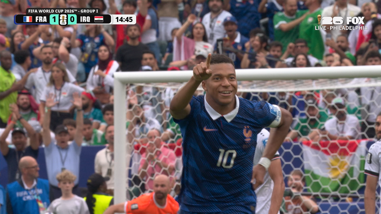 Kylian Mbappé of France nets stunning goal, giving his team an early advantage against Iraq. Kylian Mbappé of France nets stunning goal, giving his team an early advantage against Iraq.