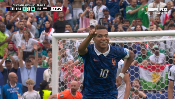 France's Kylian Mbappé scores weak-footed screamer, taking early lead vs Iraq  | 2026 FIFA World Cup™