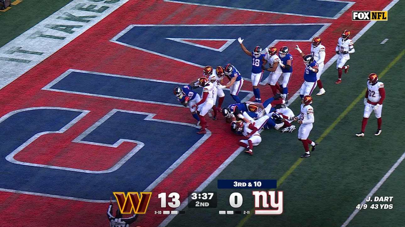 Tyrone Tracy rushes for 12-yard TD, shrinking Giants' deficit against Commanders | NFL Highlights