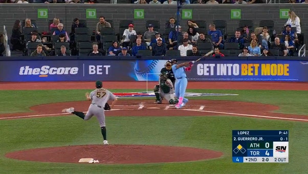 Vladimir Guerrero Jr. crushes a two run home run, extending Blue Jays' lead over Athletics