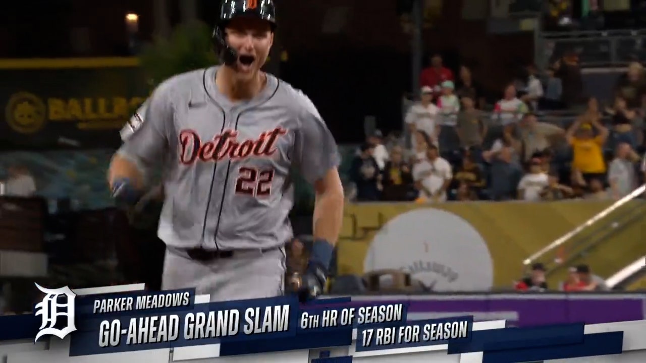 Parker Meadows hits a go-ahead grand slam, giving Tigers a lead over Padres