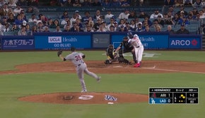 Dodgers' Teoscar Hernández cranks a three run home run vs. Diamondbacks