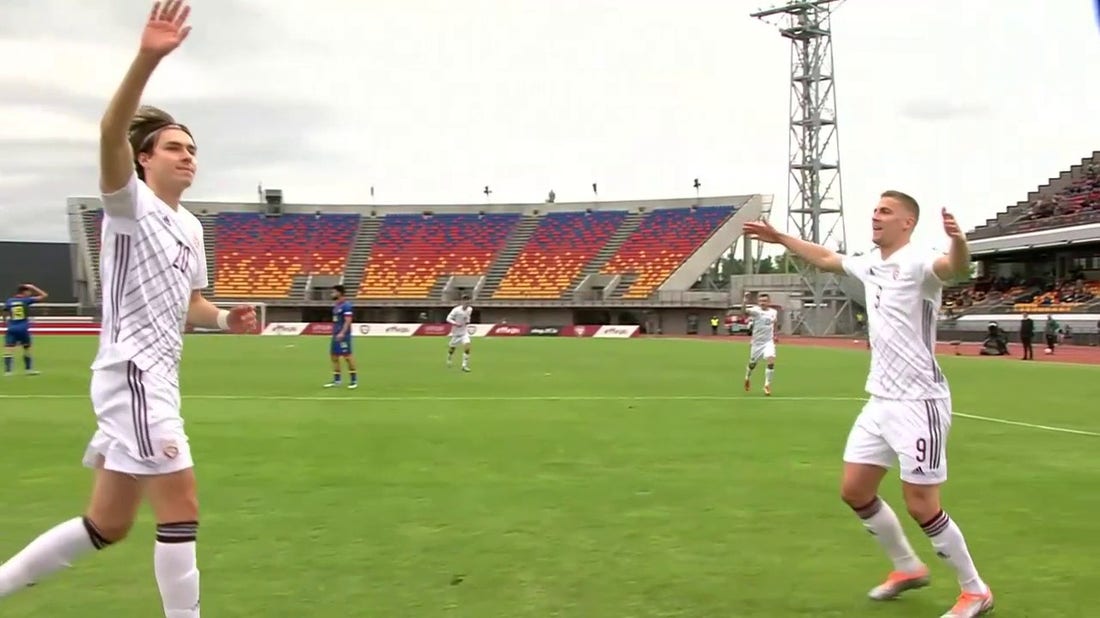Latvia's beautiful set piece fuels Roberts Uldrikis' goal vs. Andorra, 1-0