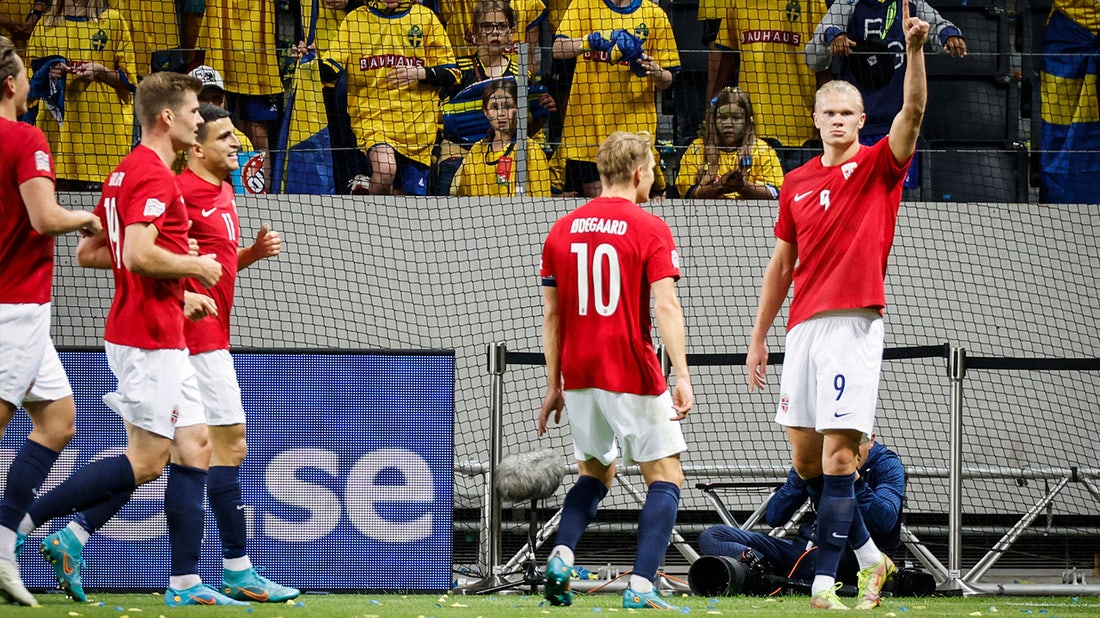 Erling Haaland's two goals propel Norway over Sweden