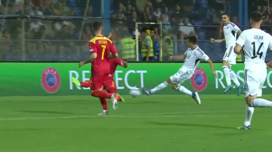 Bosnia substitute Luka Menalo capitalizes on Montenegro mistake with goal for 1-0 lead