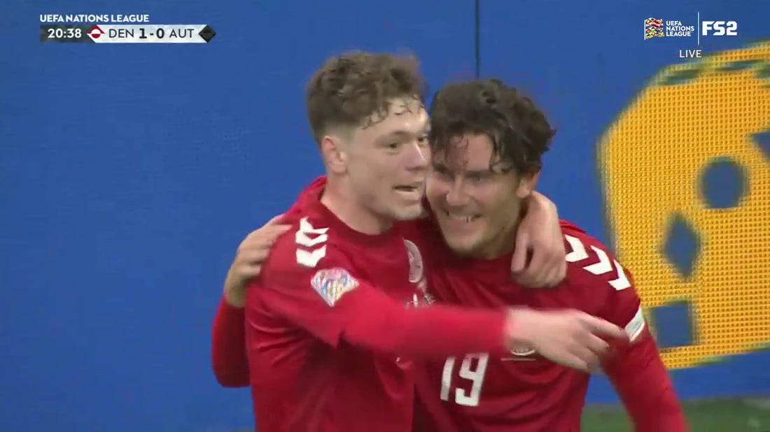 Joakim Maehle finds Jonas Wind who scores to give Denmark a 1-0 lead