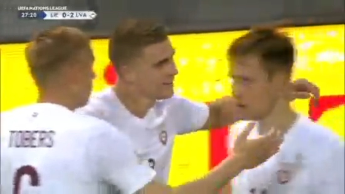 Vladislavs Gutkovskis extends Latvia's lead to 2-0 over Liechtenstein