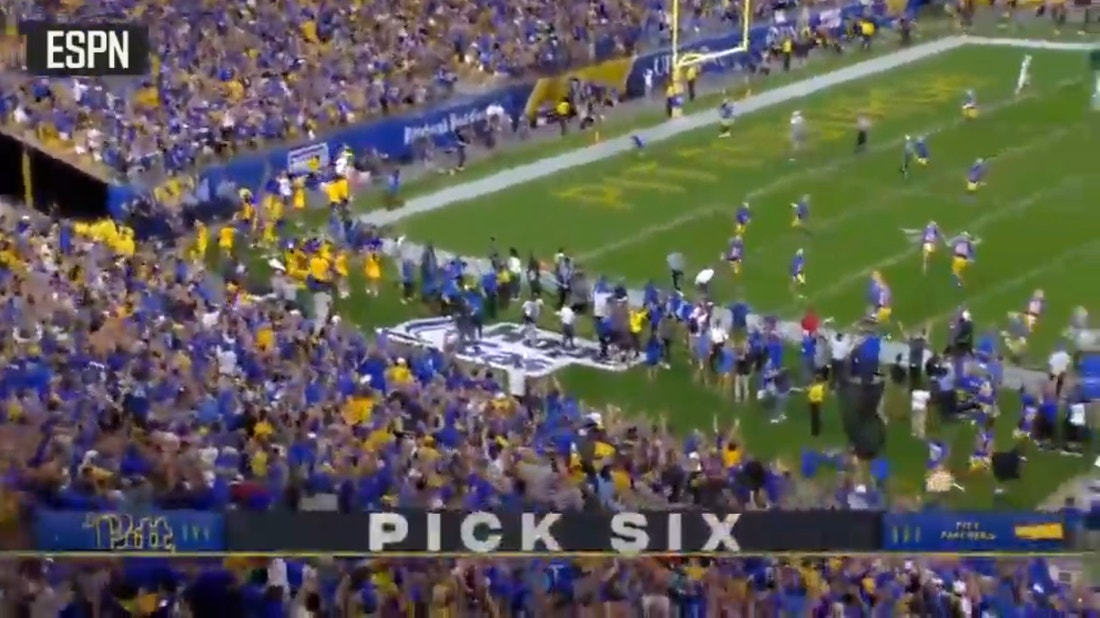 M.J. Devonshire intercepts JT Daniels and takes it in for the touchdown to give Pitt the wild victory in the Backyard Brawl