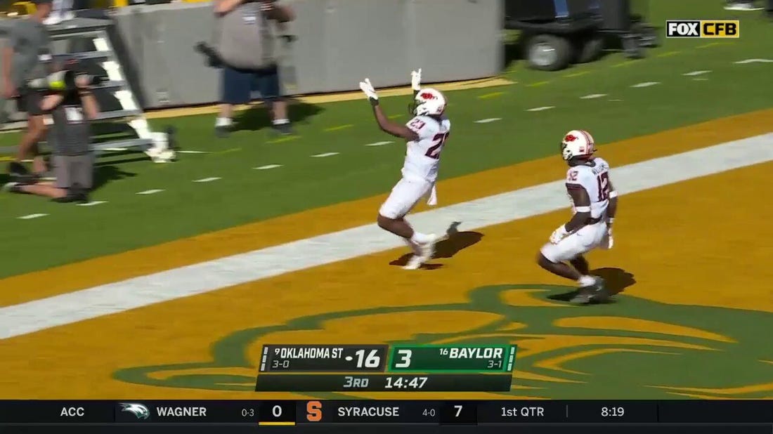 Oklahoma State takes a 23-3 lead over Baylor after Jaden Nixon returns the opening kick of the 2nd half 98 yards for a TD