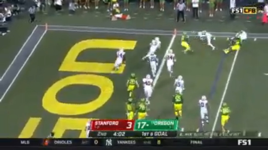 Oregon's Bo Nix takes it in himself for the four-yard touchdown against Stanford
