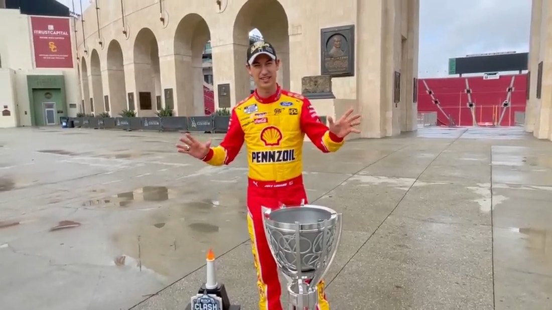 Joey Logano says he doesn't have a trophy case yet for the championship trophy he captured Sunday
