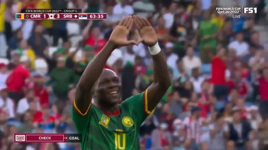 Cameroon scores back-to-back goals to tie Serbia 3-3