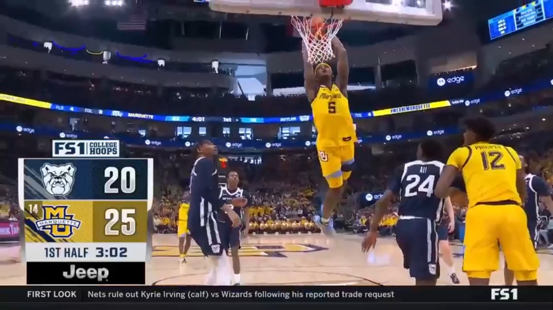 Marquette's Chase Ross goes FLYING, slams home a dunk for the Golden Eagles