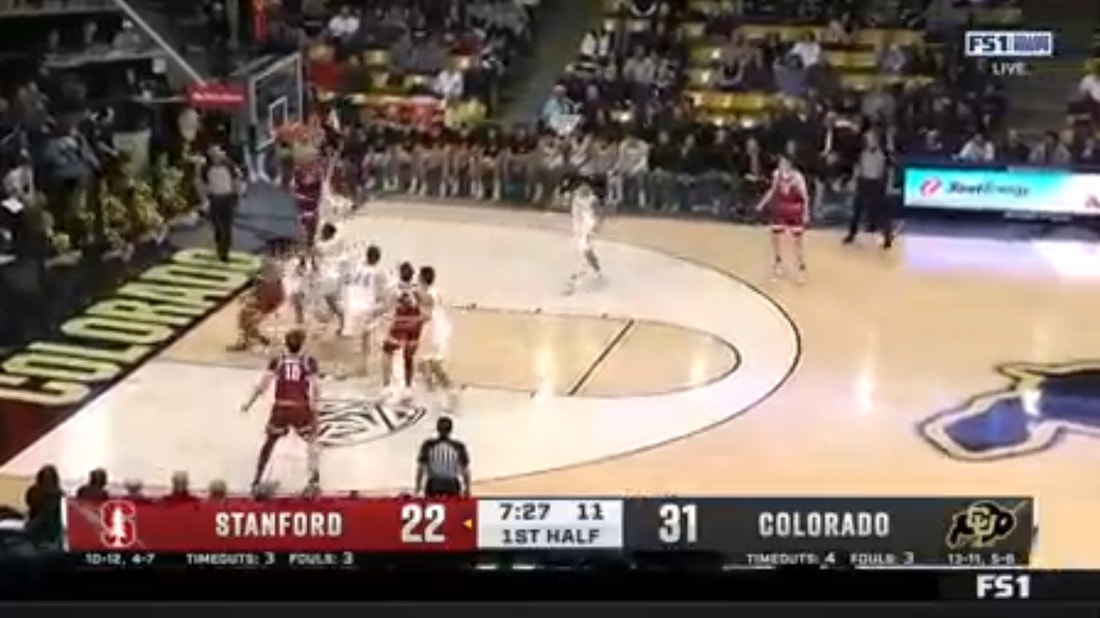 Maxime Raynaud throws down a dunk to trim Colorado's lead over Stanford