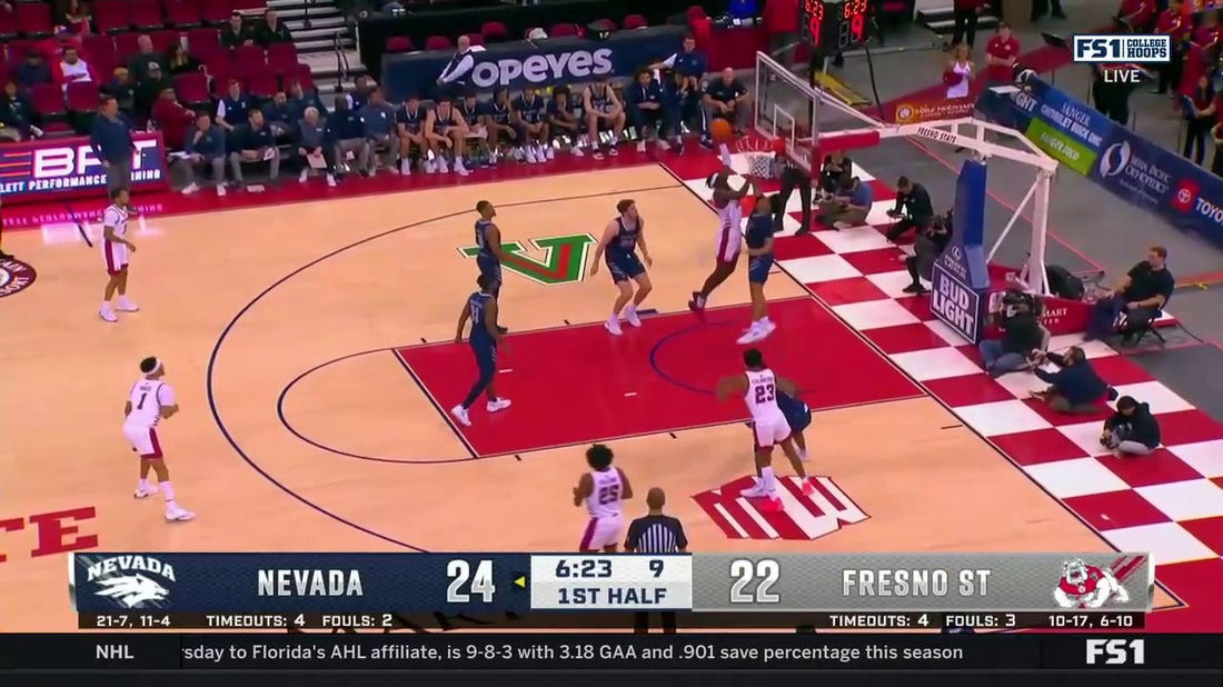 Fresno State's Eduardo Andre SLAMS a dunk down against Nevada to bring the game to a tie