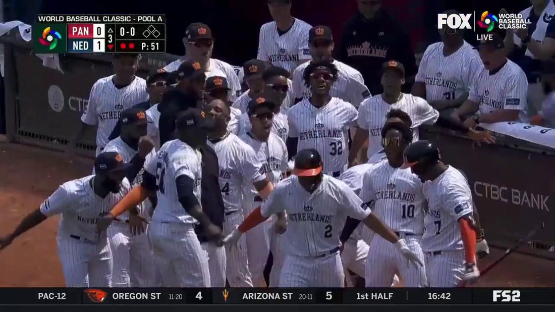 Xander Bogaerts crushes a home run to left to give the Netherlands a 1-0 lead over Panama