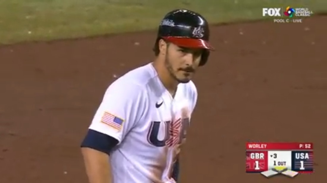 USA takes a 2-1 lead over Great Britian after RBI base hits by Nolan Arenado and Kyle Tucker