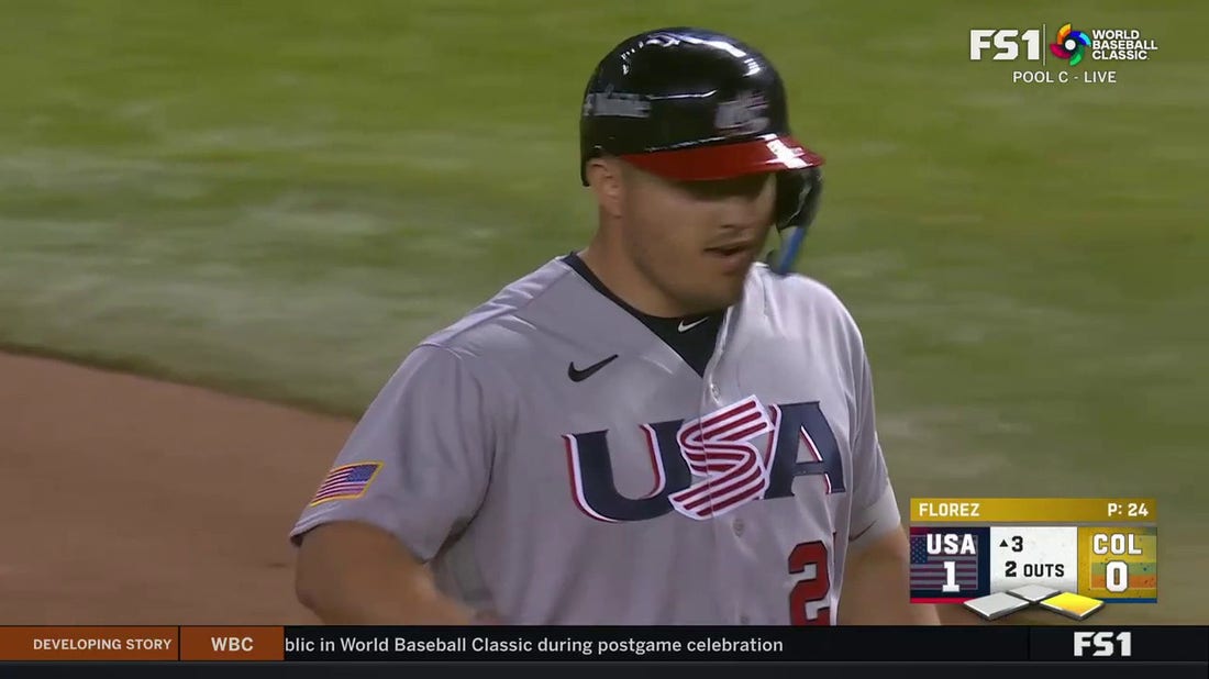 Mike Trout hits an RBI knock to give USA a 1-0 lead over Colombia