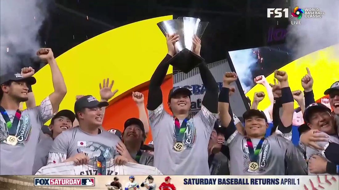 Japan hoists the trophy after winning the 2023 World Baseball Classic