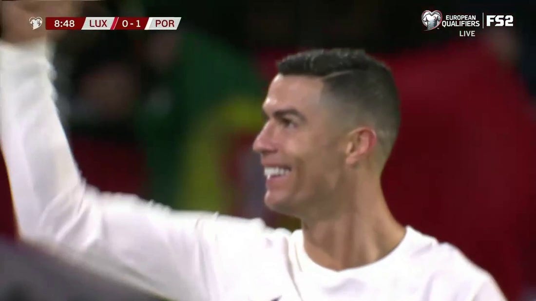 Cristiano Ronaldo scores in 9' to give Portugal a 1-0 lead over Luxembourg