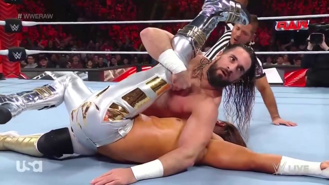 Seth Rollins hits Mustafa Ali with the stomp TWICE on Monday Night Raw | WWE on FOX