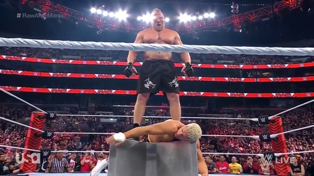 Brock Lesnar turns on Cody Rhodes in a shocking betrayal on Monday Night Raw | WWE on FOX