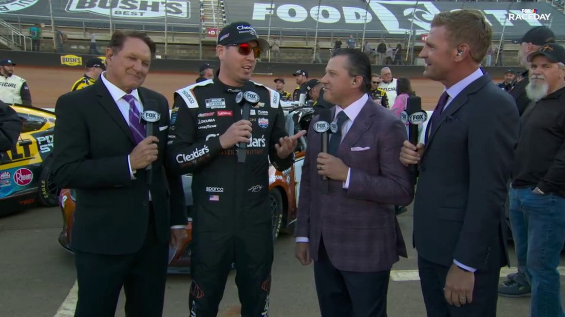 Kyle Busch and Tim Tebow talk to the 'NASCAR on FOX' crew about dirt track driving and more