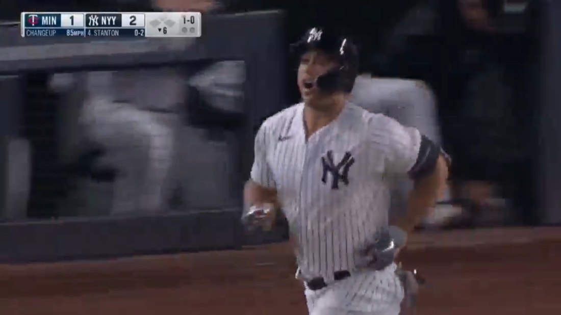 Giancarlo Stanton Crushes Home Run Against Cleveland Guardians