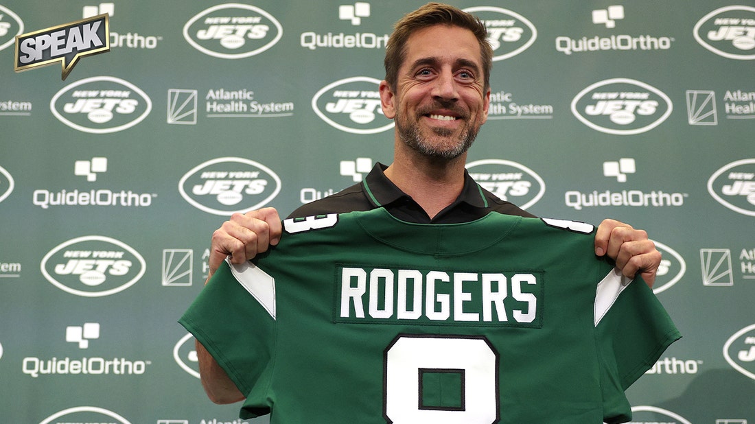 Aaron Rodgers officially introduced as Jets QB, is 'not here to be a savior' | SPEAK