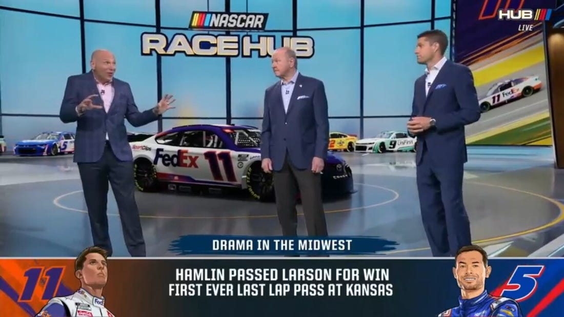 David Ragan on Denny Hamlin's aggressive last lap move to pass Kyle Larson at Kansas | NASCAR Race Hub