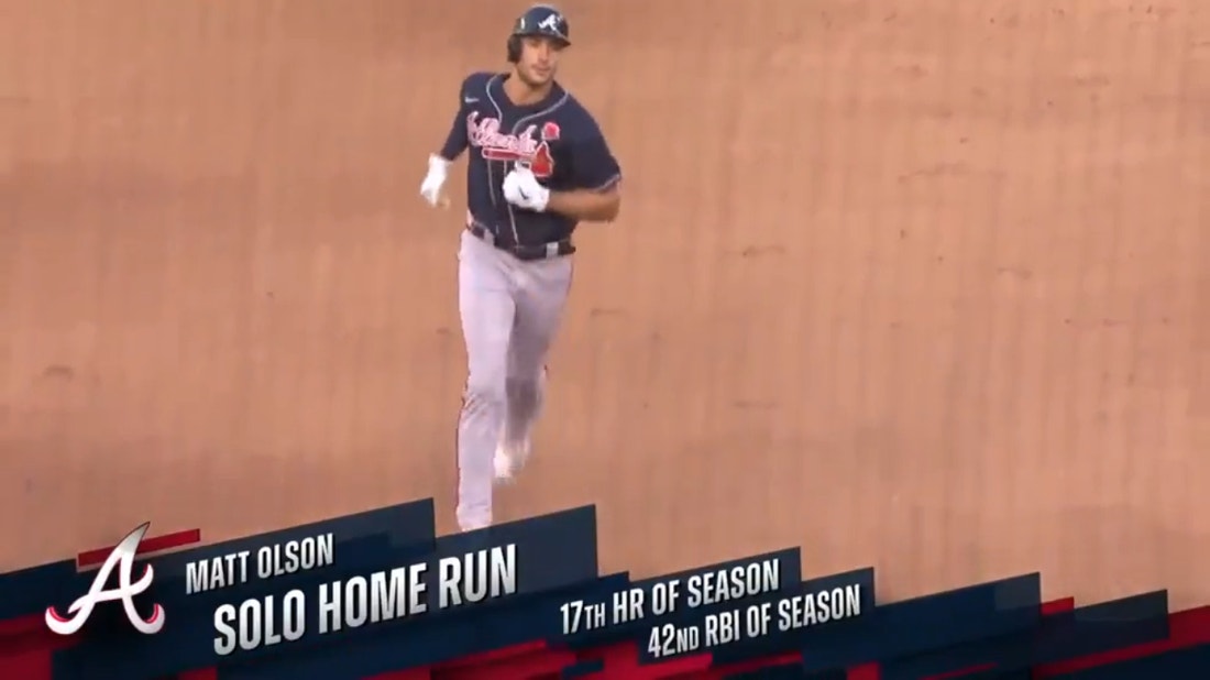 Braves' Matt Olson crushes a solo home run against the A's