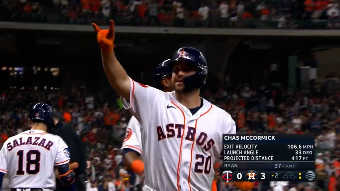 Chas McCormick cranks a two-run home run to give the Astros a 3-0 lead over the Twins