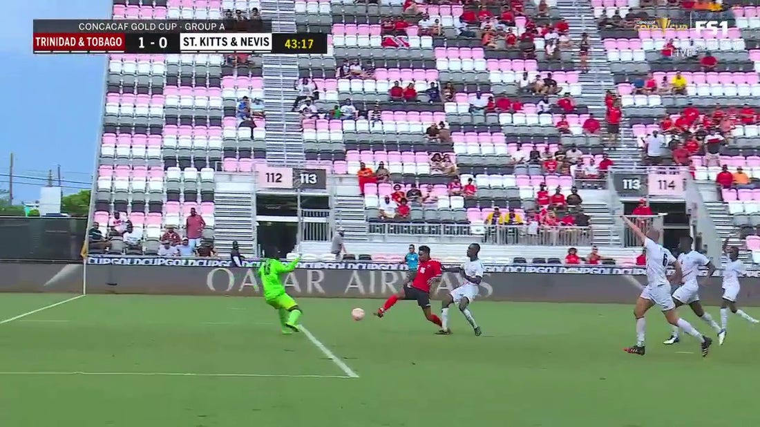 Trinidad and Tobago's Alvin Jones nets a BEAUTIFUL shot to take the lead over Saint Kitts and Nevis