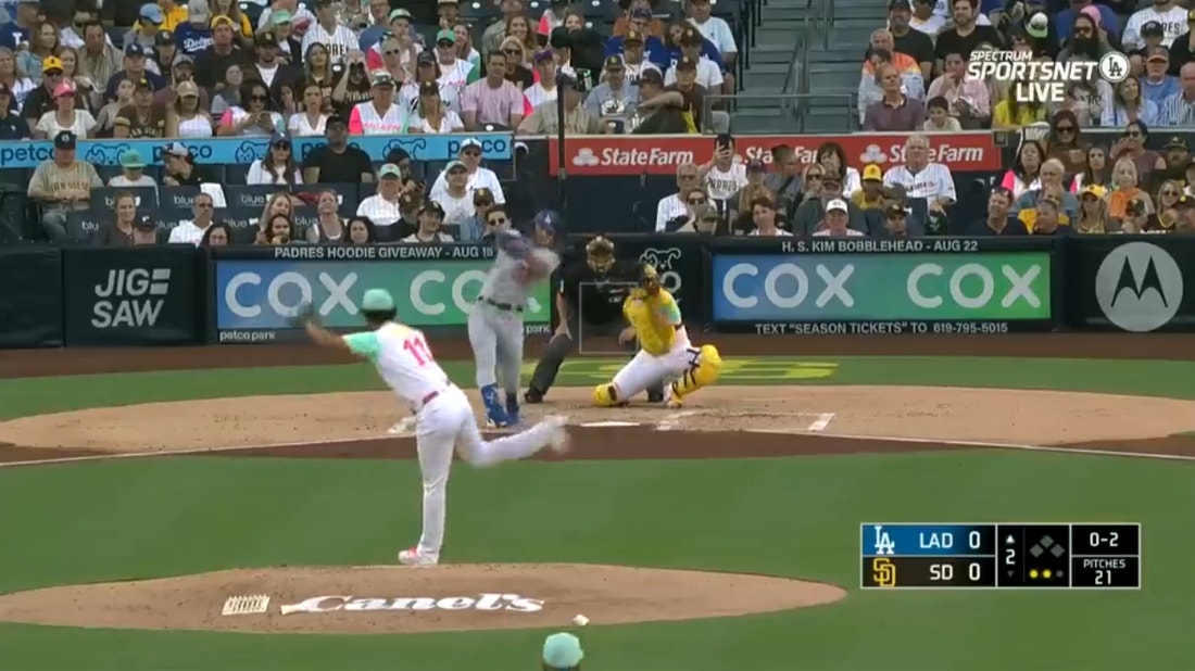 James Outman crushes a solo home run as the Dodgers grab an early lead over the Padres