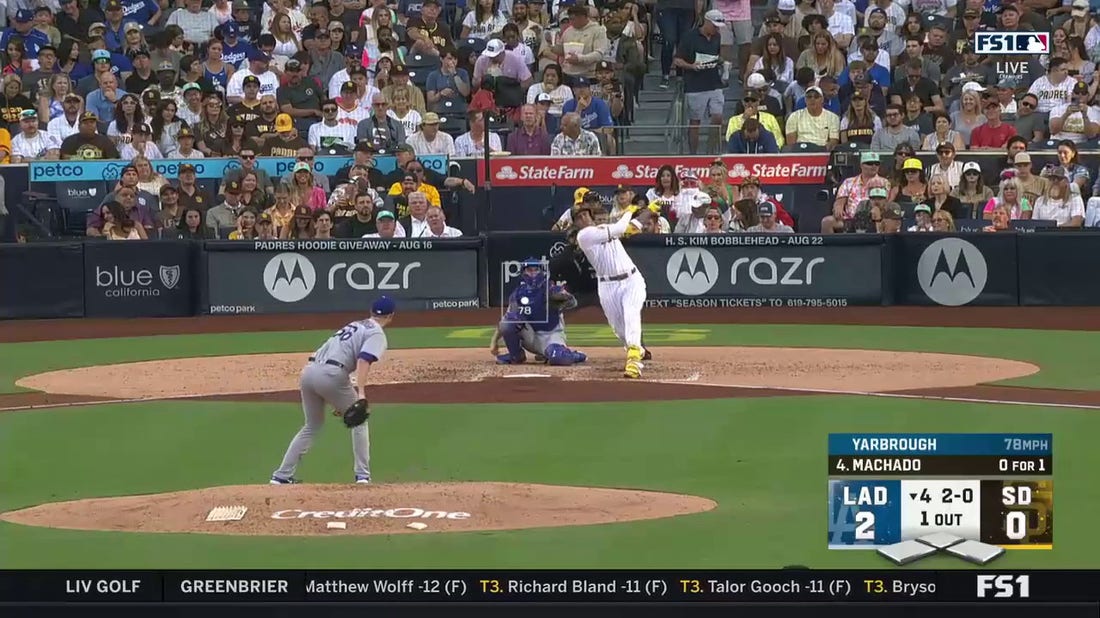 Manny Machado smashes a solo home run to left field as the Padres pull within one against the Dodgers