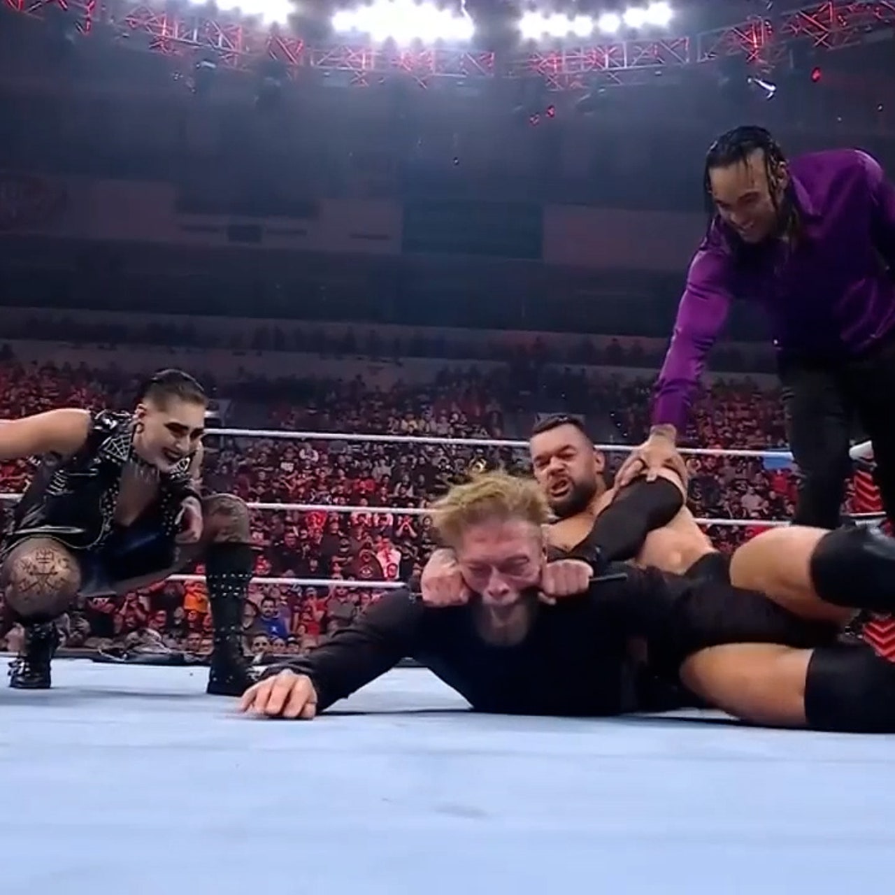 Edge BRUTALIZED by Finn Bálor, Rhea Ripley and Damian Priest ...