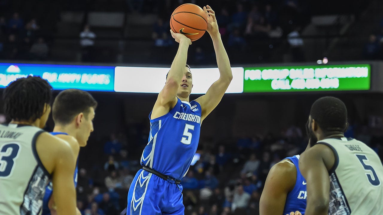 Creighton's Alex O'Connell leads the way for the Bluejays in their 88-78 win over Georgetown