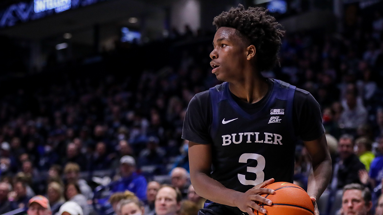 Butler's Chuck Harris opens the second half with a tie-breaking three