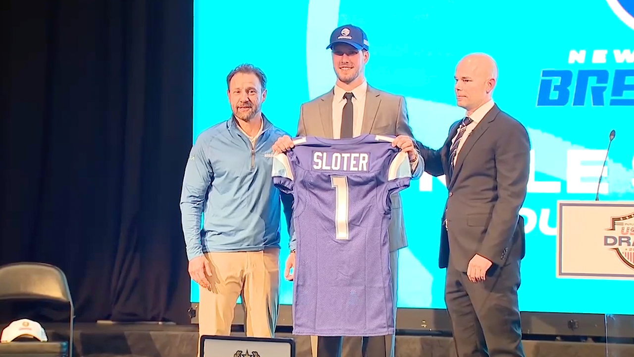 Drew Brees announces Kyle Sloter as the No. 8 overall pick in the USFL draft by New Orleans Breakers