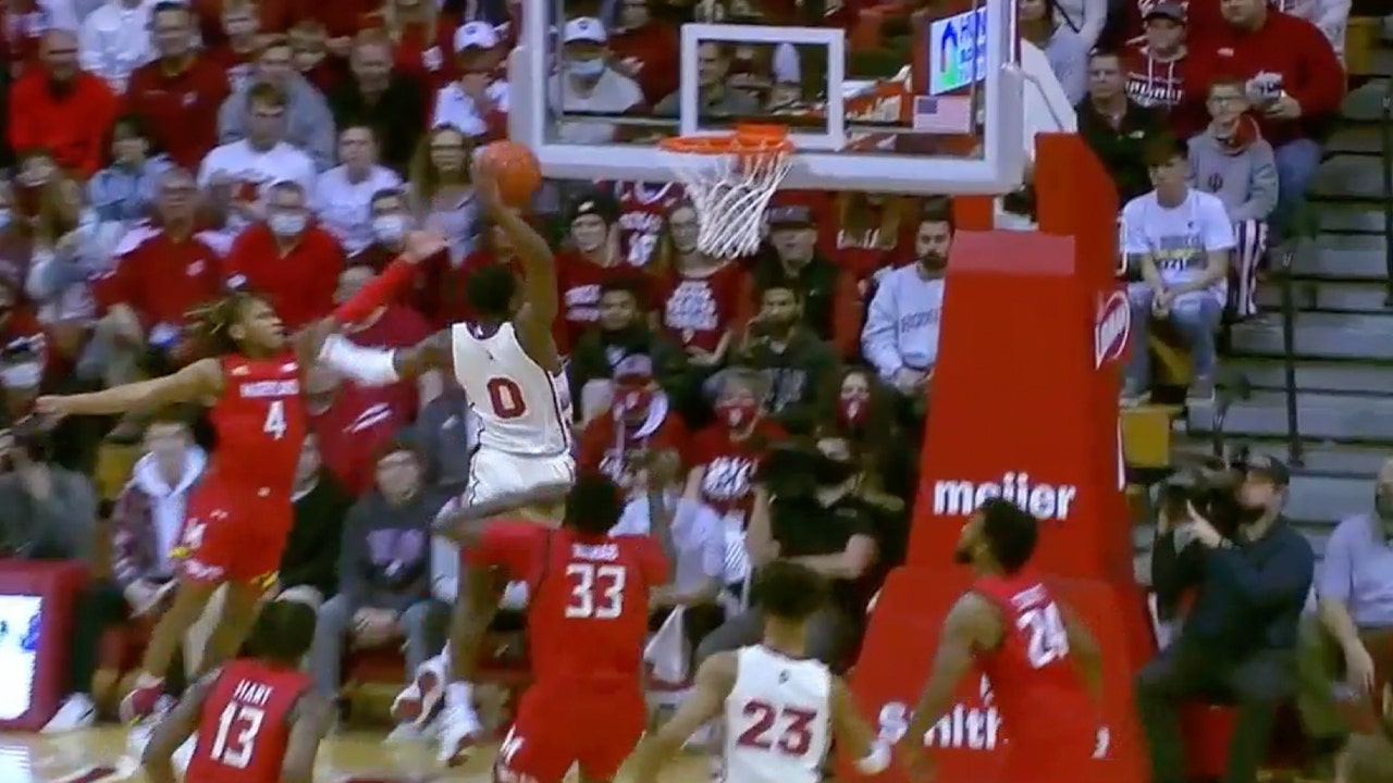 Indiana's Xavier Johnson throws down a SCREAMER against Maryland