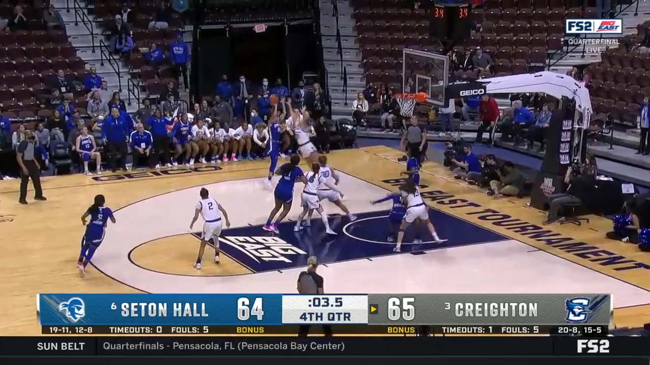 Mya Bembry sinks a clutch basket to give No. 6 Seton Hall the win over No. 3 Creighton, Pirates advance to semifinals