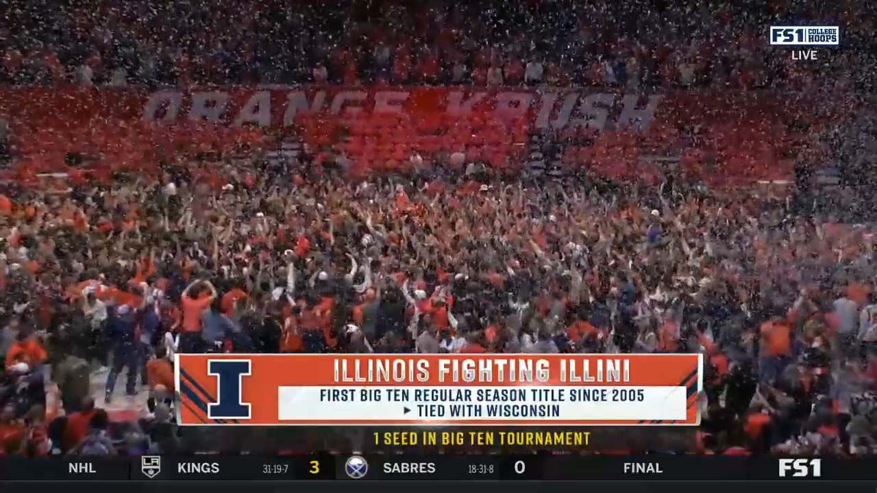 Fans stormed the court after the Fighting Illini secured a share of the Big Ten regular season title for the first time since 2005