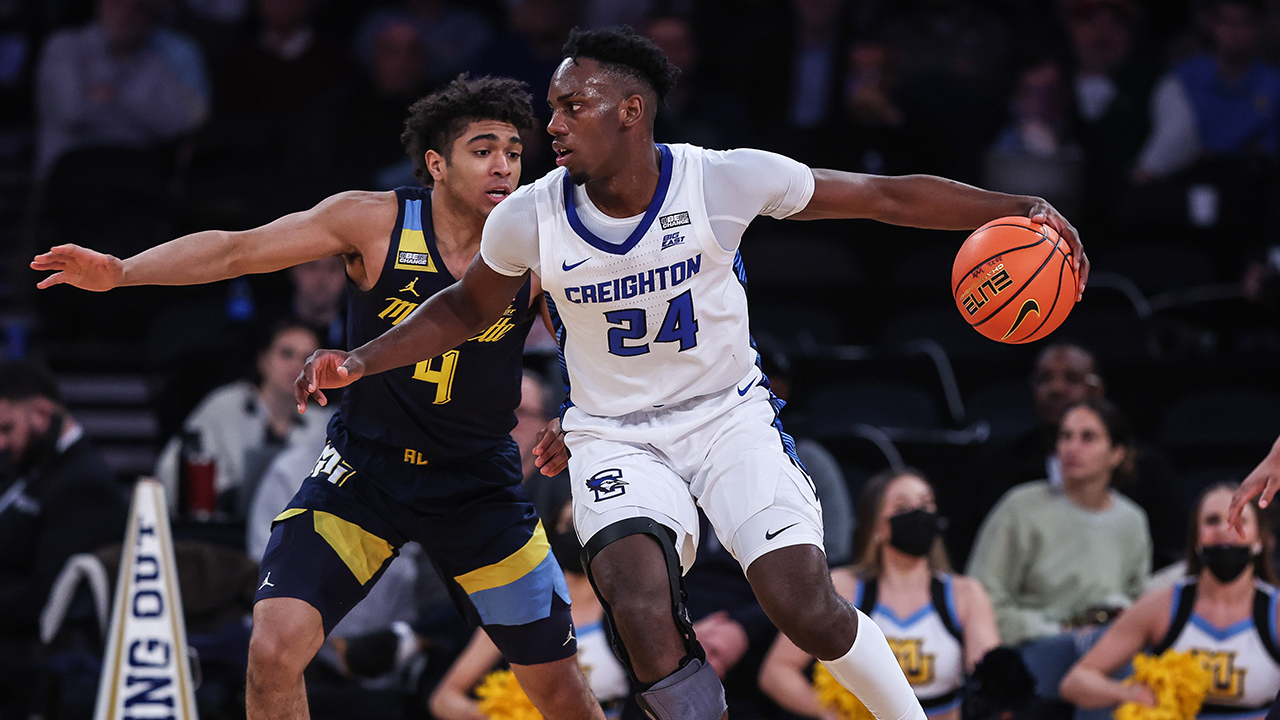 Arthur Kaluma rattles the rim plus the foul for Creighton