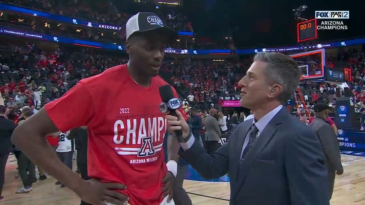 Christian Koloko speaks on Arizona winning the Pac-12 championship: 'I'm just so proud of the guys'