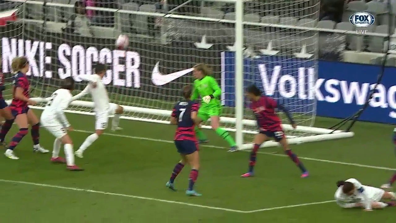 USWNT gives up their first goal on home soil in over two years after this finish from Uzbekistan's Aziza Norboeva