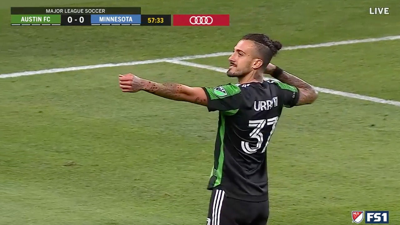 Maximiliano Urruti scores in the 58th minute to give Austin FC the 1-0 lead over Minnesota United